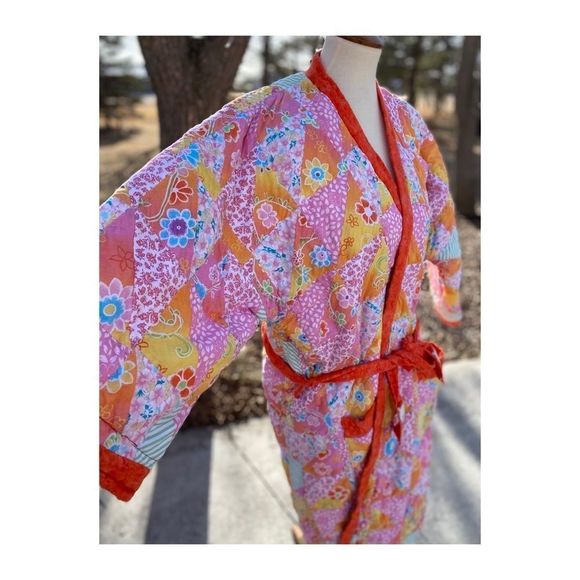 OOAK Vintage Boho Quilted Patchwork Housecoat - Picture 3 of 15